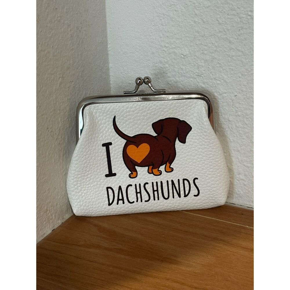 Dachshund Print Kiss Lock Coin Purse NWT - Picture 1 of 4